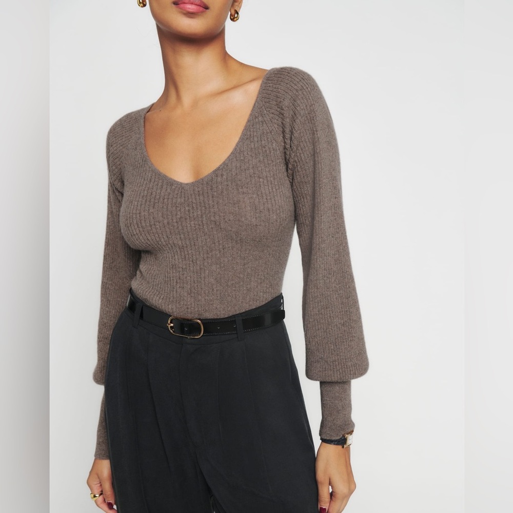 Reformation Hart Cashmere Sweater in Cocoa, XS
